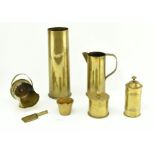 TRENCH ART - COLLECTION OF SIX WWI REPURPOSED ARTILLERY SHELL