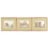 THREE GRAND TOUR VICTORIAN WATERCOLOUR ON PAPER PAINTINGS