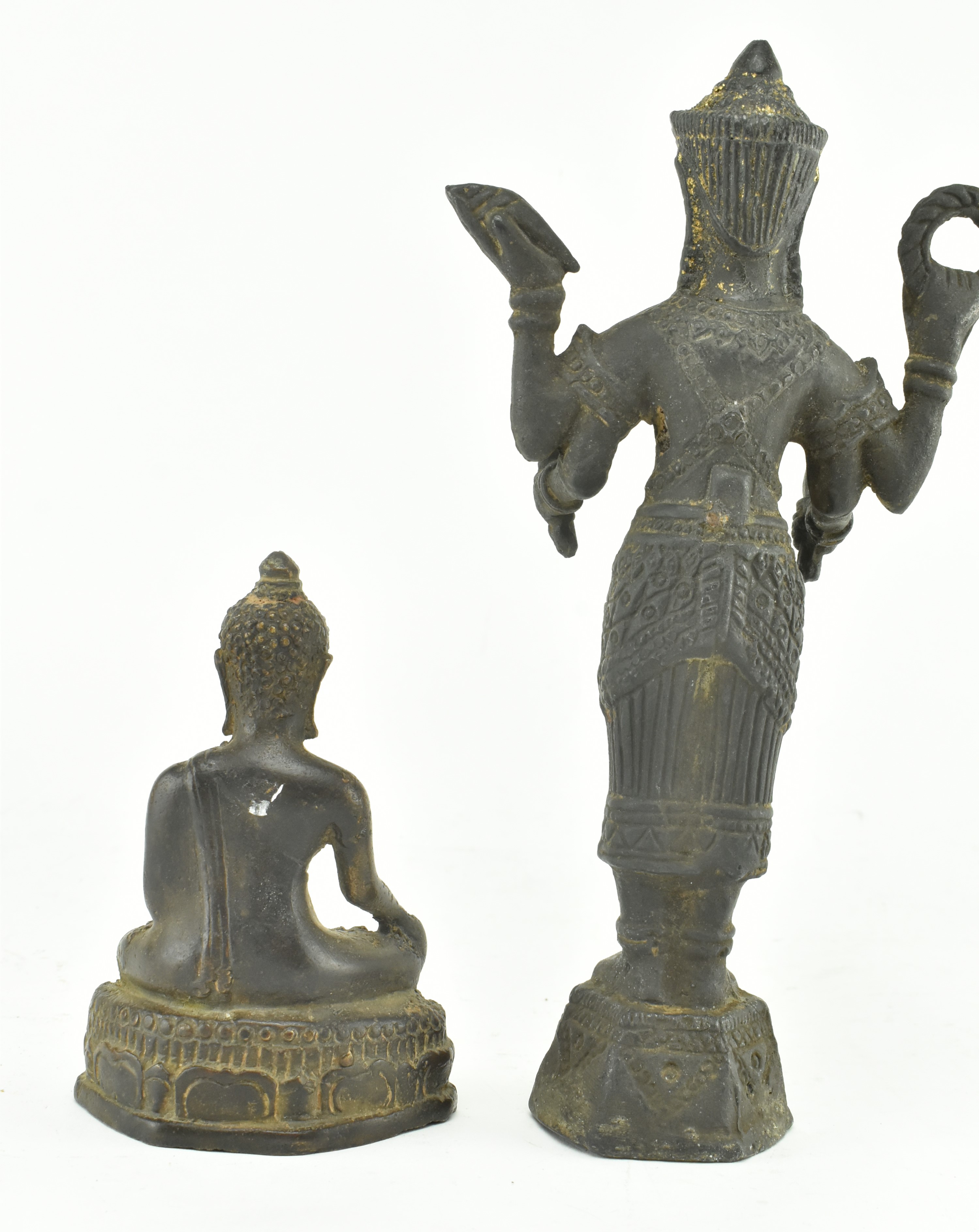 TWO 20TH CENTURY SOUTH EAST ASIAN BRONZE RELIGIOUS FIGURINES - Image 3 of 5