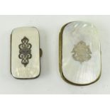 TWO MOTHER OF PEARL AND SILVER MATCHSTICK CASES