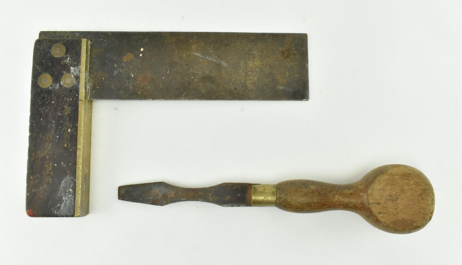 VICTORIAN THOS. IBBOTSON SCREWDRIVER & TRY SQUARE