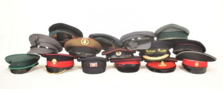 COLLECTION OF RE-ENACTMENT ASSORTED ARMY OFFICERS PEAK HATS