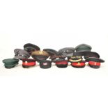 COLLECTION OF RE-ENACTMENT ASSORTED ARMY OFFICERS PEAK HATS