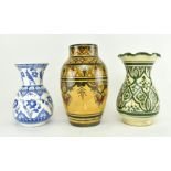 THREE ARABIC SOUVENIR CERAMIC STUDIO VASES, ALL SIGNED