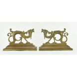 PAIR OF VICTORIAN BRASS DRAGON FIRE DOGS