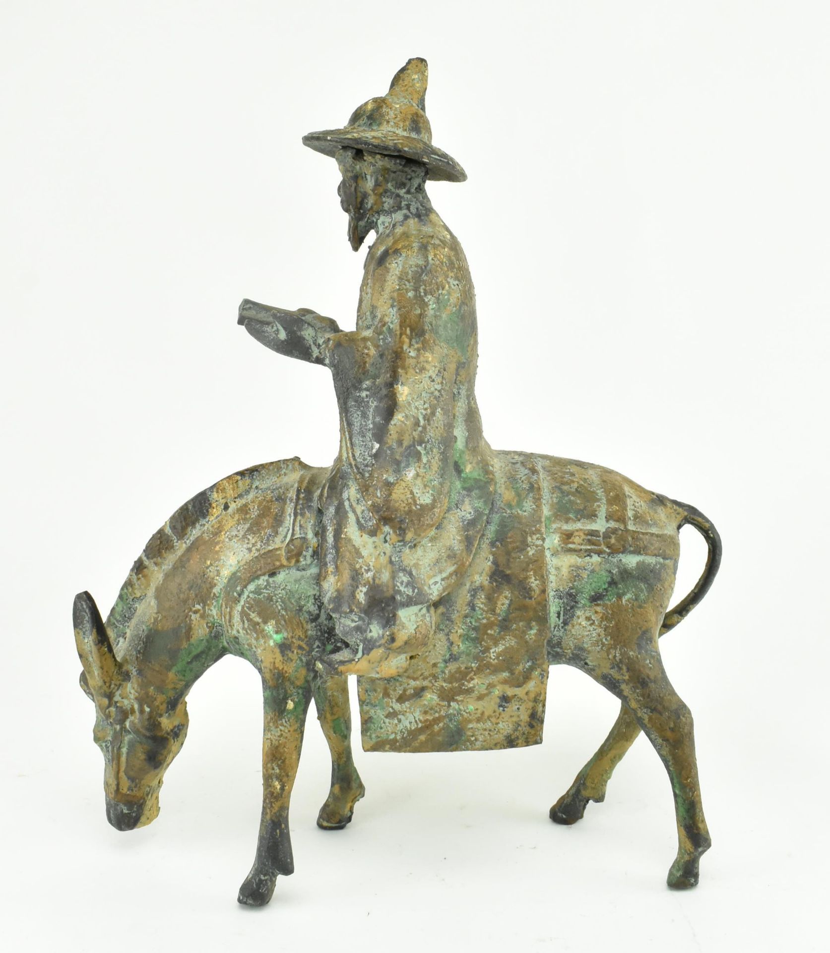 20TH CENTURY CHINESE CAST IRON WISE MAN RIDING HORSE - Image 4 of 8