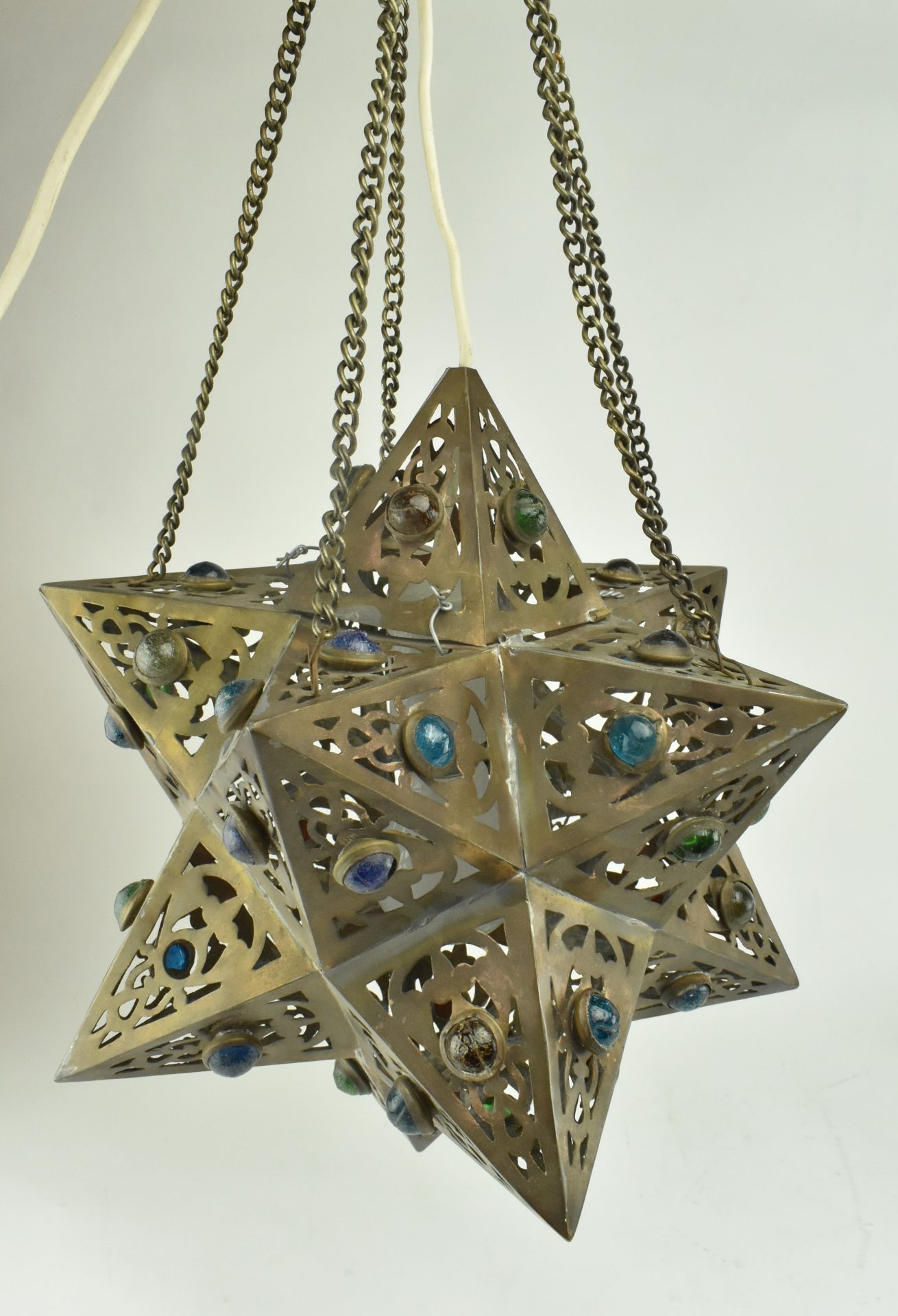 TWO VINTAGE STAR SHAPED MOROCCAN / INDIAN HANGING LIGHTS - Image 2 of 6