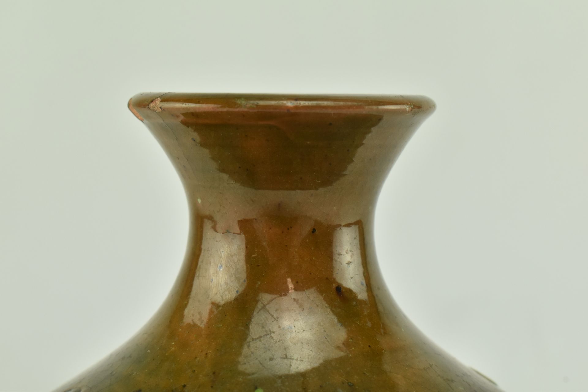 CONTINENTAL GREEN AND BROWN GLAZED POTTERY WITH RELIEF MOTIF - Image 4 of 5