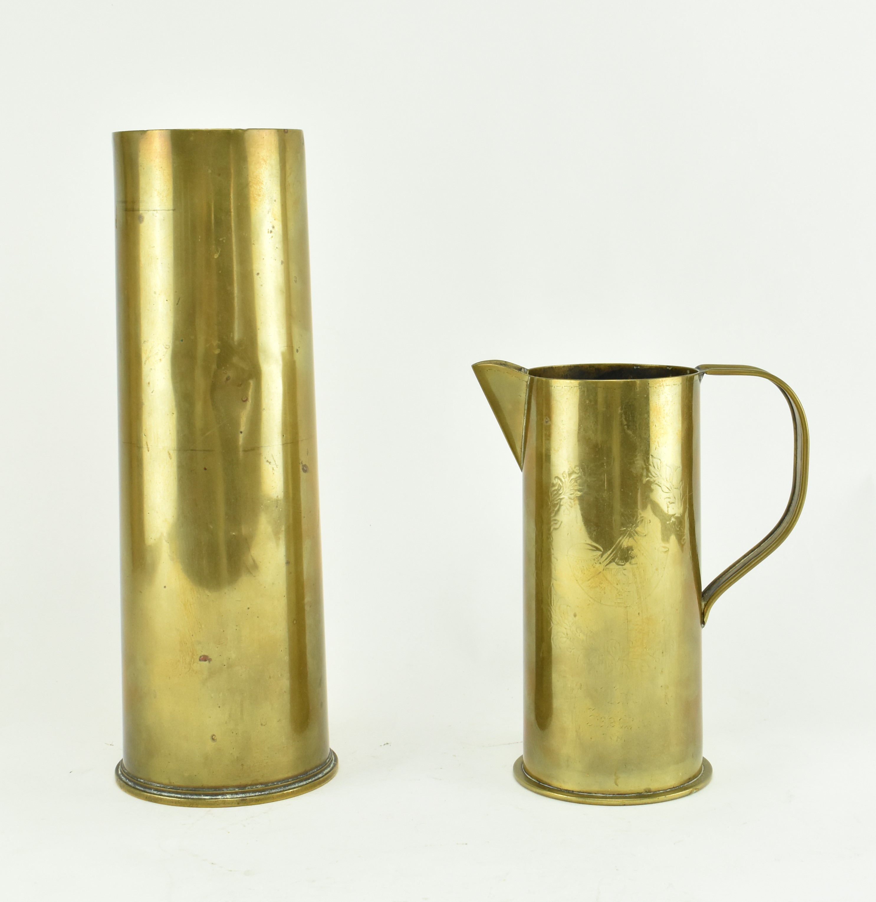 TRENCH ART - COLLECTION OF SIX WWI REPURPOSED ARTILLERY SHELL - Image 7 of 9