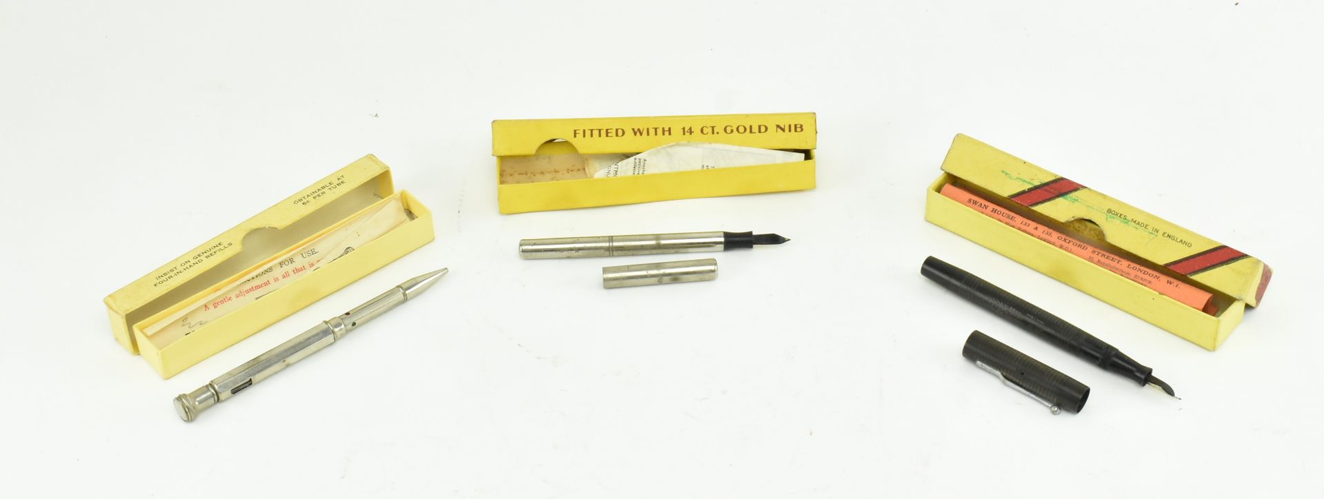 THREE EARLY - MID 20TH CENTURY CASED PENS / PENCILS