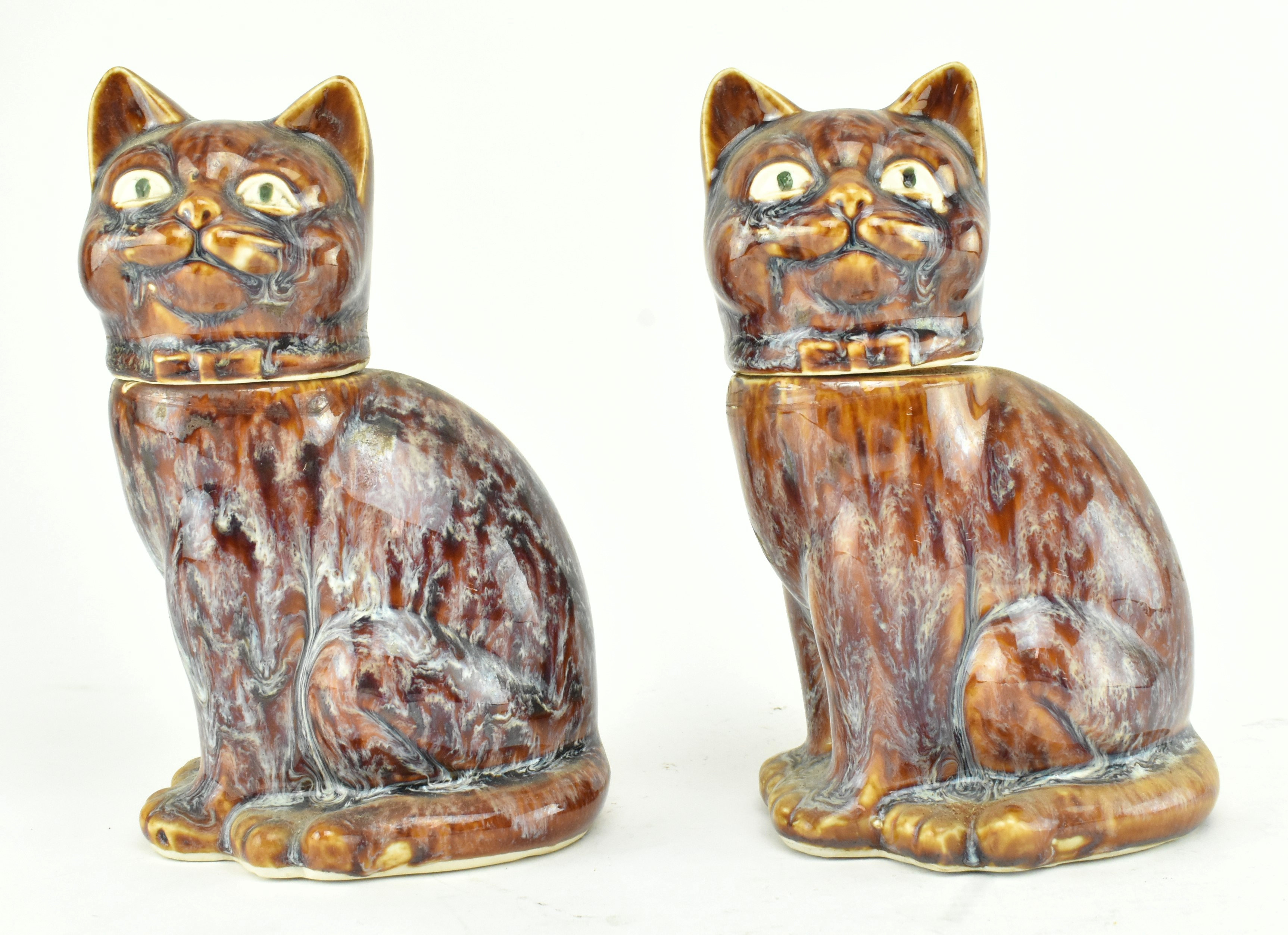 PAIR OF VINTAGE CERAMIC CAT SHAPED TEA CADDIES