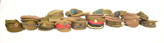 COLLECTION OF RE-ENACTMENT WWII OFFICERS PEAKED HAT VISORS