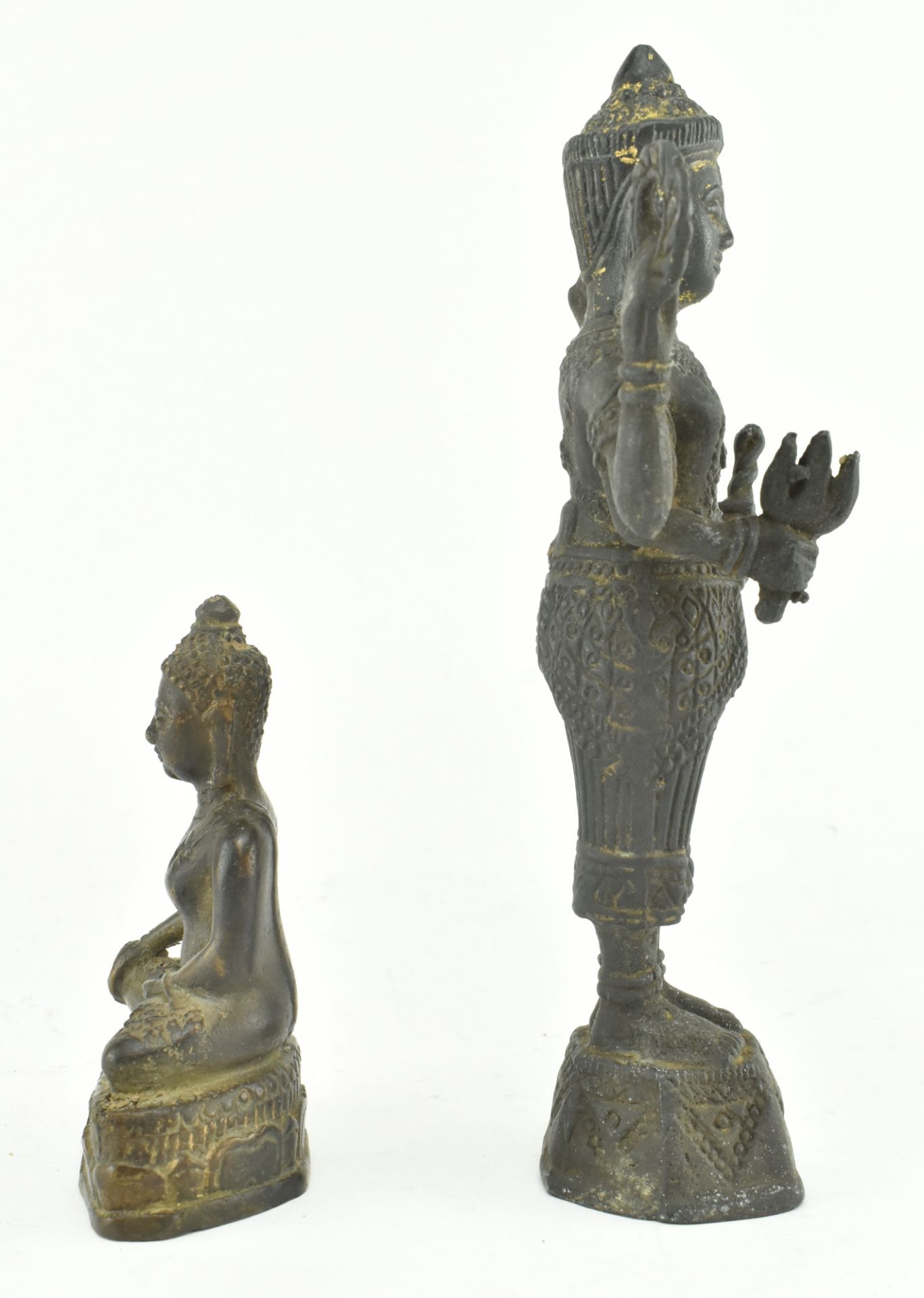 TWO 20TH CENTURY SOUTH EAST ASIAN BRONZE RELIGIOUS FIGURINES - Image 2 of 5