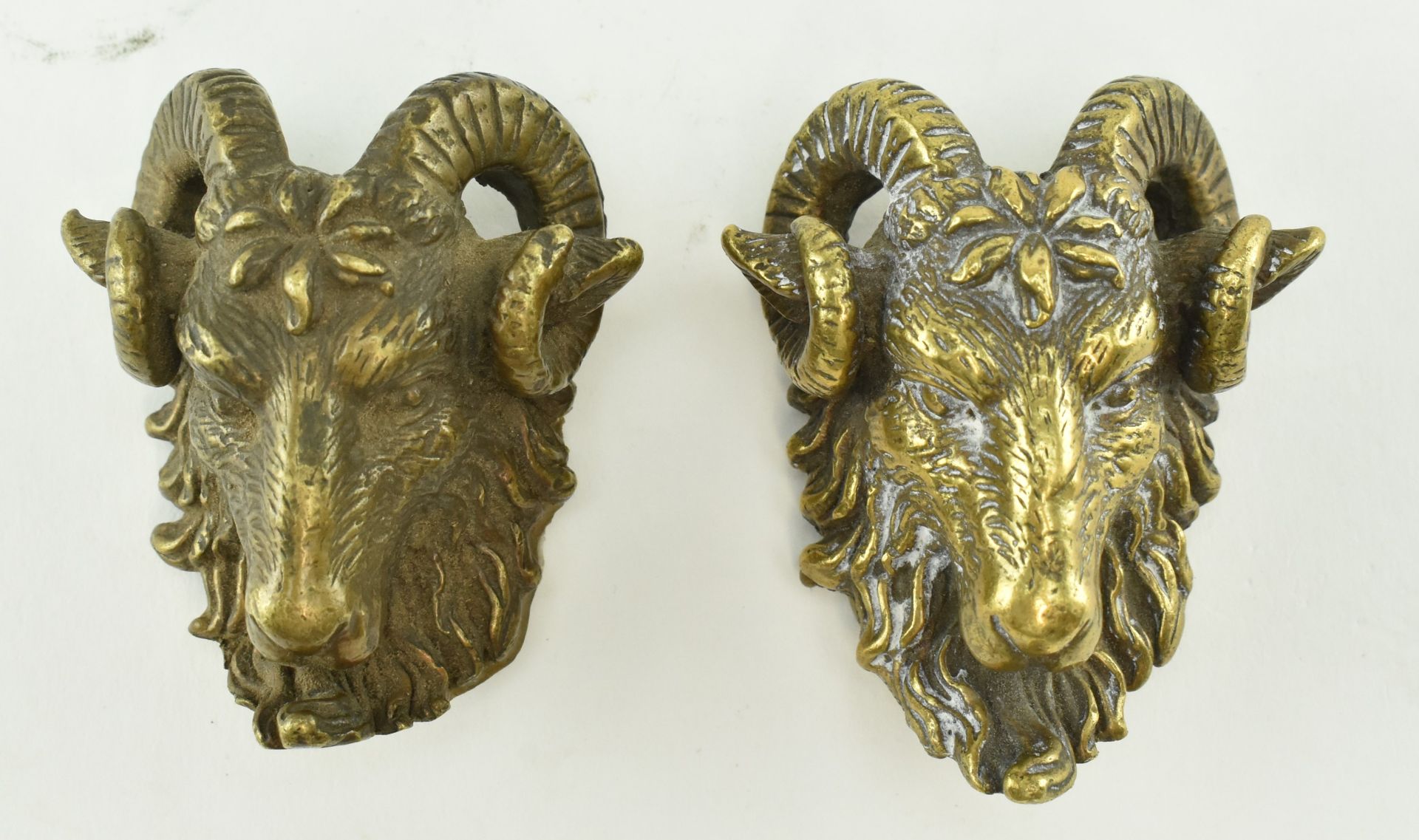 COLLECTION OF THREE BRONZE MODELLED HEADS OF RAMS - Image 4 of 5