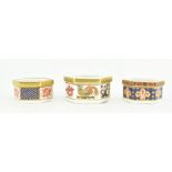 COLLECTION OF THREE ROYAL CROWN DERBY LIDDED TRINKET BOXES