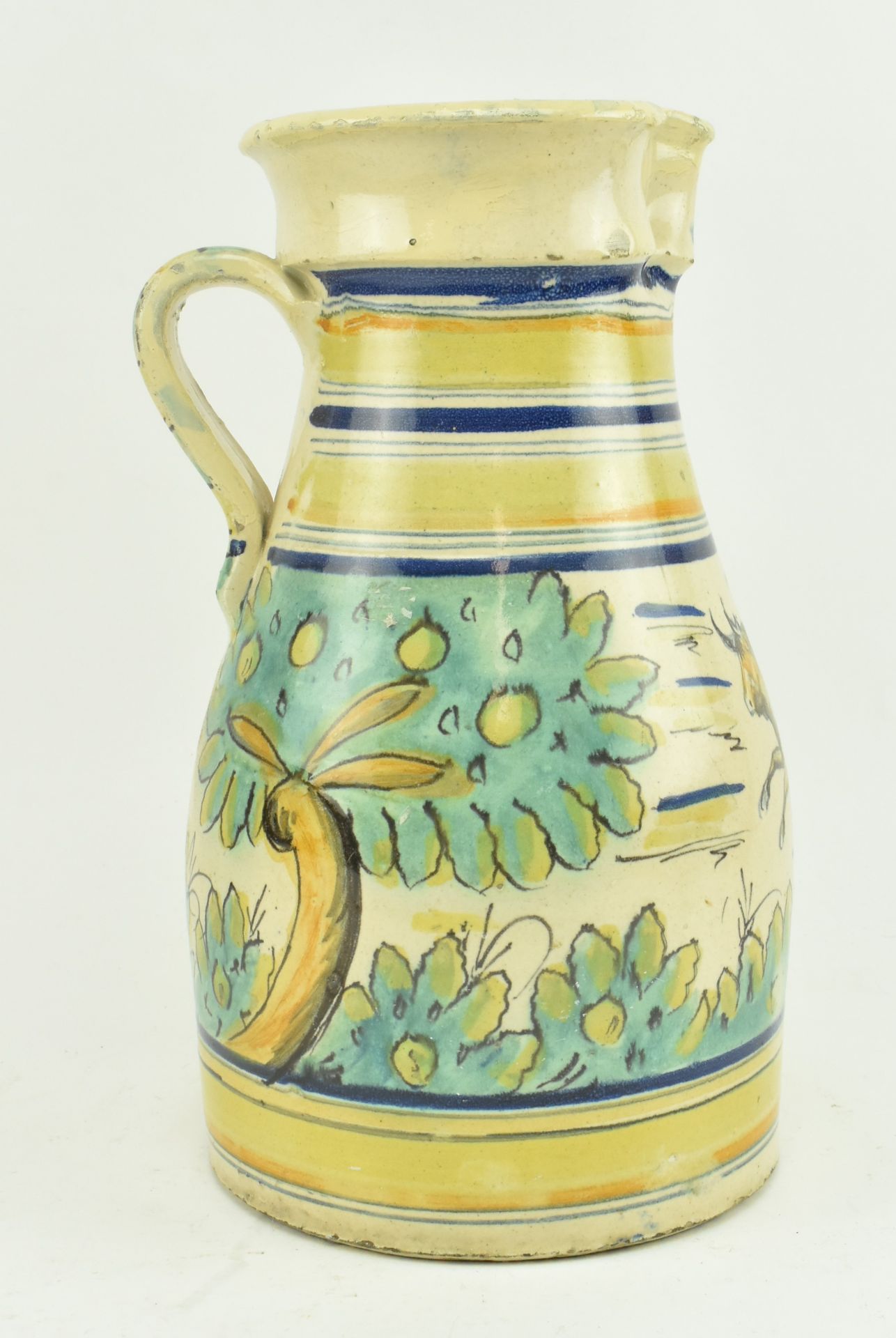 SPANISH 19TH CENTURY MAJOLICA STONEWARE JUG WITH COW DESIGN - Image 3 of 5