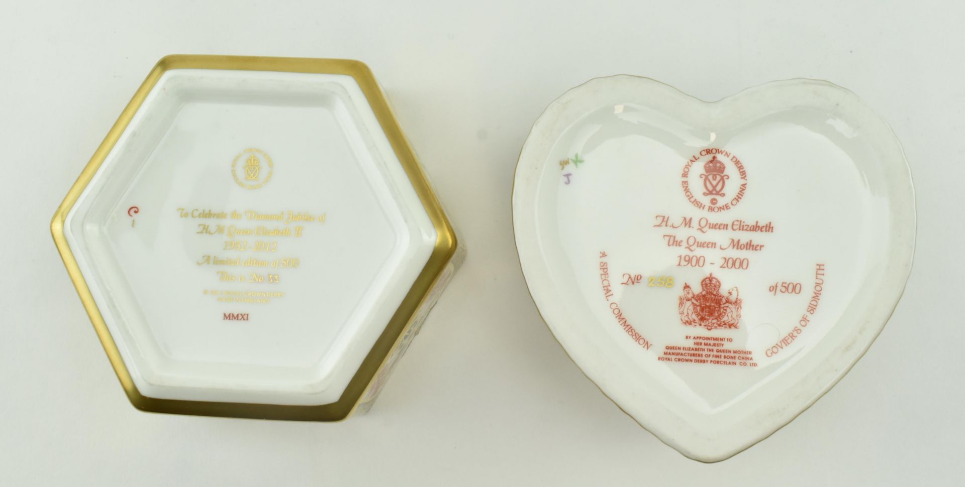 FOUR ROYAL CROWN DERBY ROYAL COMMEMORATIVE PIECES - Image 9 of 10