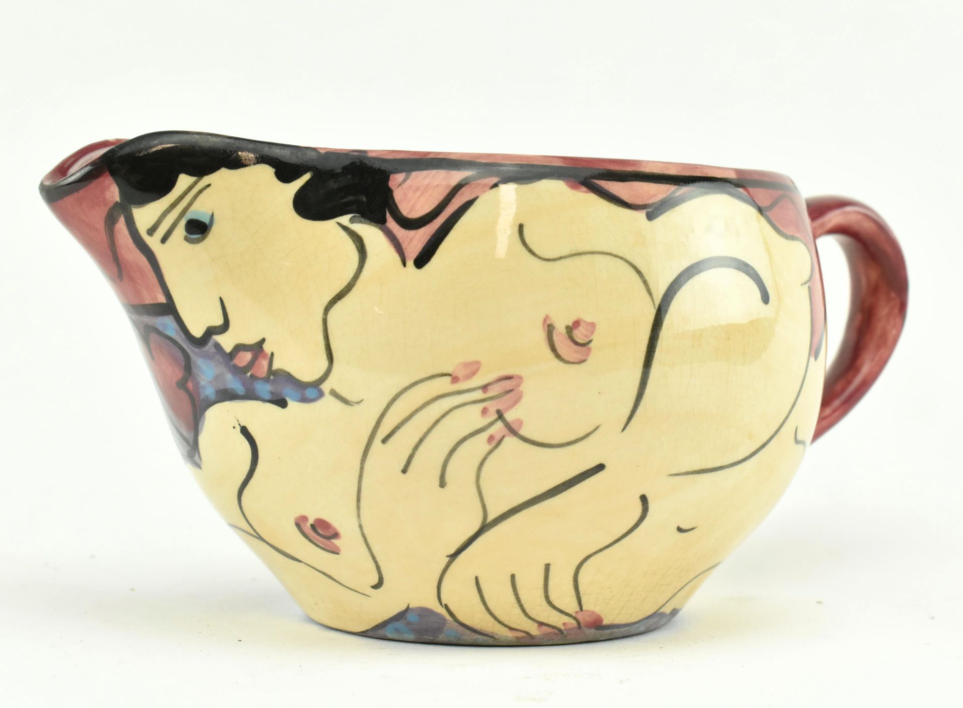 KAREN ATHERLEY - STUDIO POTTERY CREAM POT FEATURING NUDE - Image 2 of 6