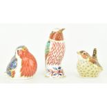 ROYAL CROWN DERBY - THREE BIRDS CHINA PAPERWEIGHTS