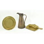 JOSEPH SANKEY & SONS - THREE PIECES OF HAMMERED BRASSWARE