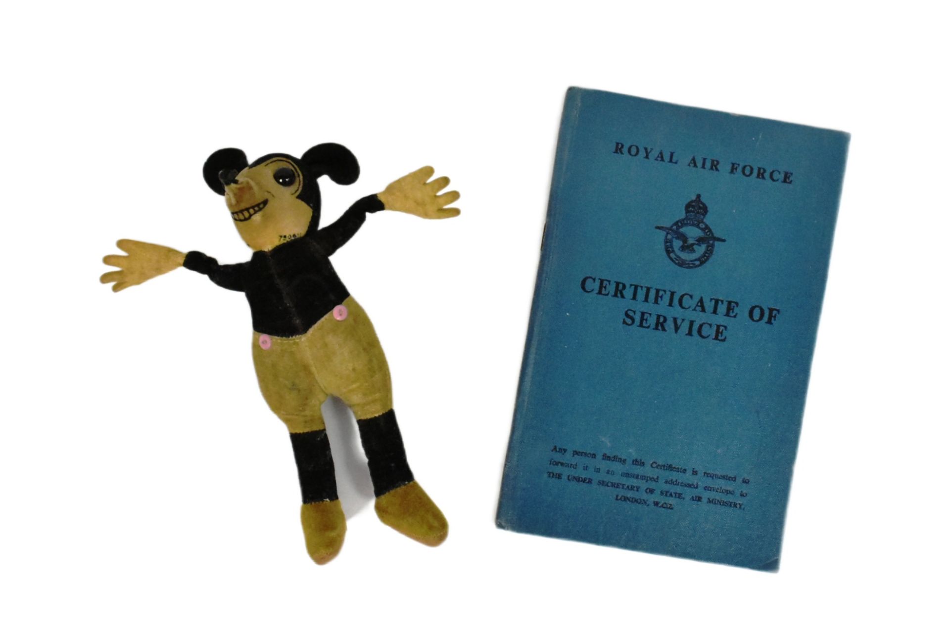DEANS RAG BOOK CO - 1930S MICKEY MOUSE PLUSH TOY - RAF INTEREST
