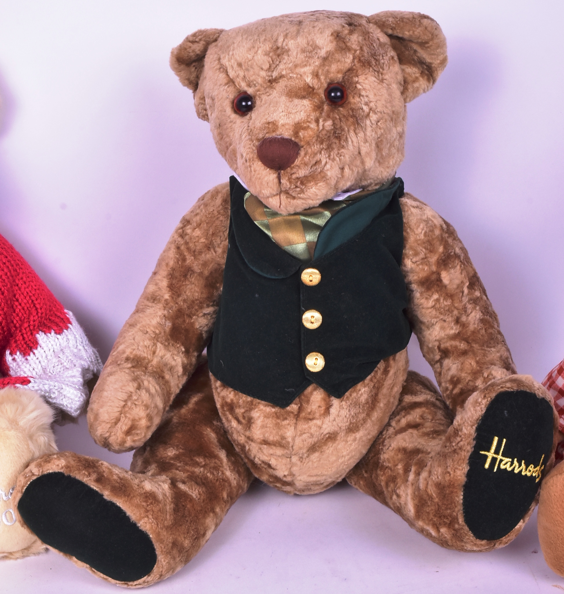 TEDDY BEARS - X3 ORIGINAL HARRODS SOFT TOY TEDDY BEARS - Image 3 of 4