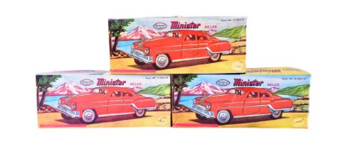 TINPLATE TOYS - X3 VINTAGE MINISTER DELUX TINPLATE TOY CARS