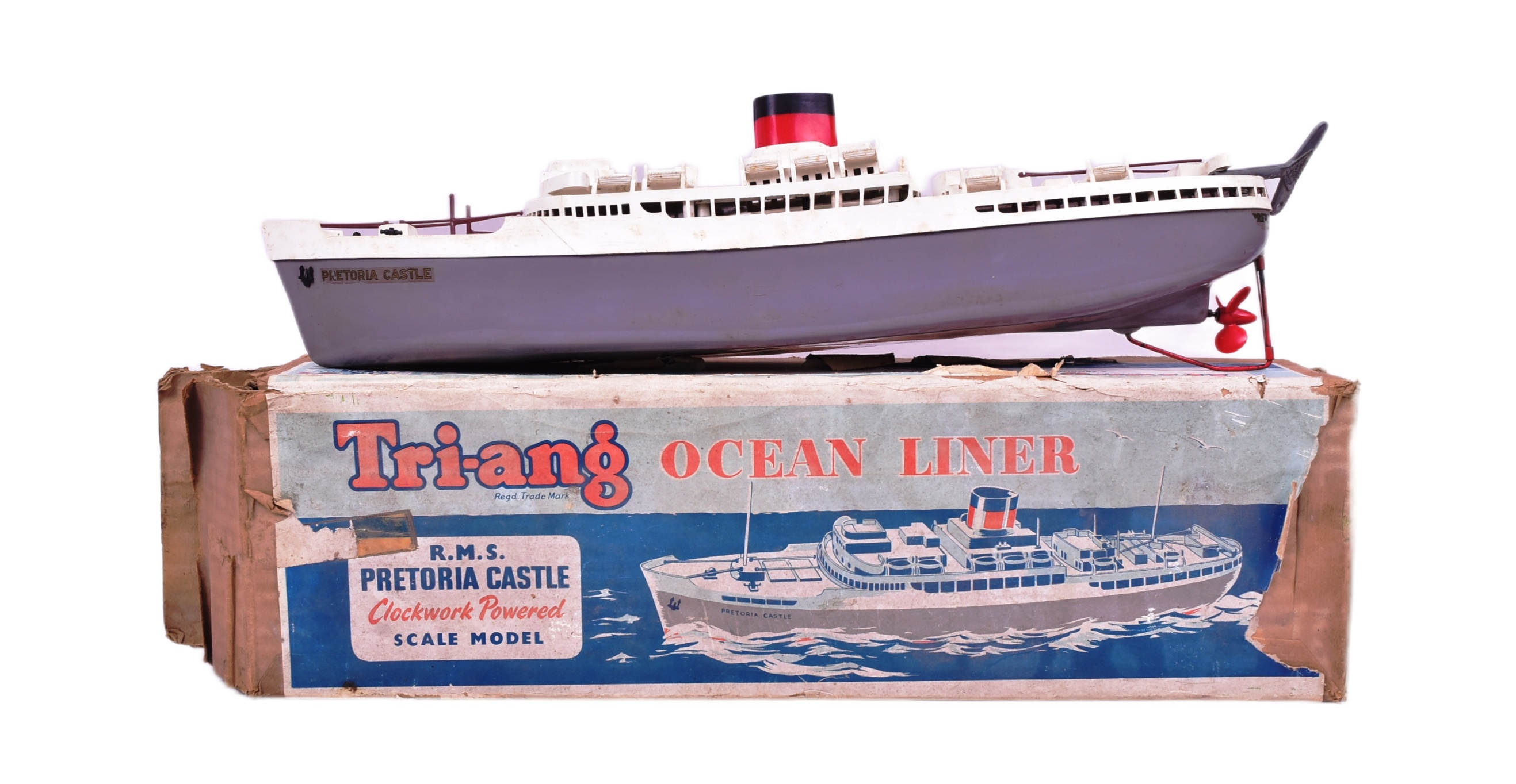 CLOCKWORK TOYS - TRIANG OCEAN LINER - RMS PRETORIA CASTLE