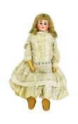 DOLL - 20TH CENTURY ANTIQUE STYLE PORCELAIN HEADED DOLL