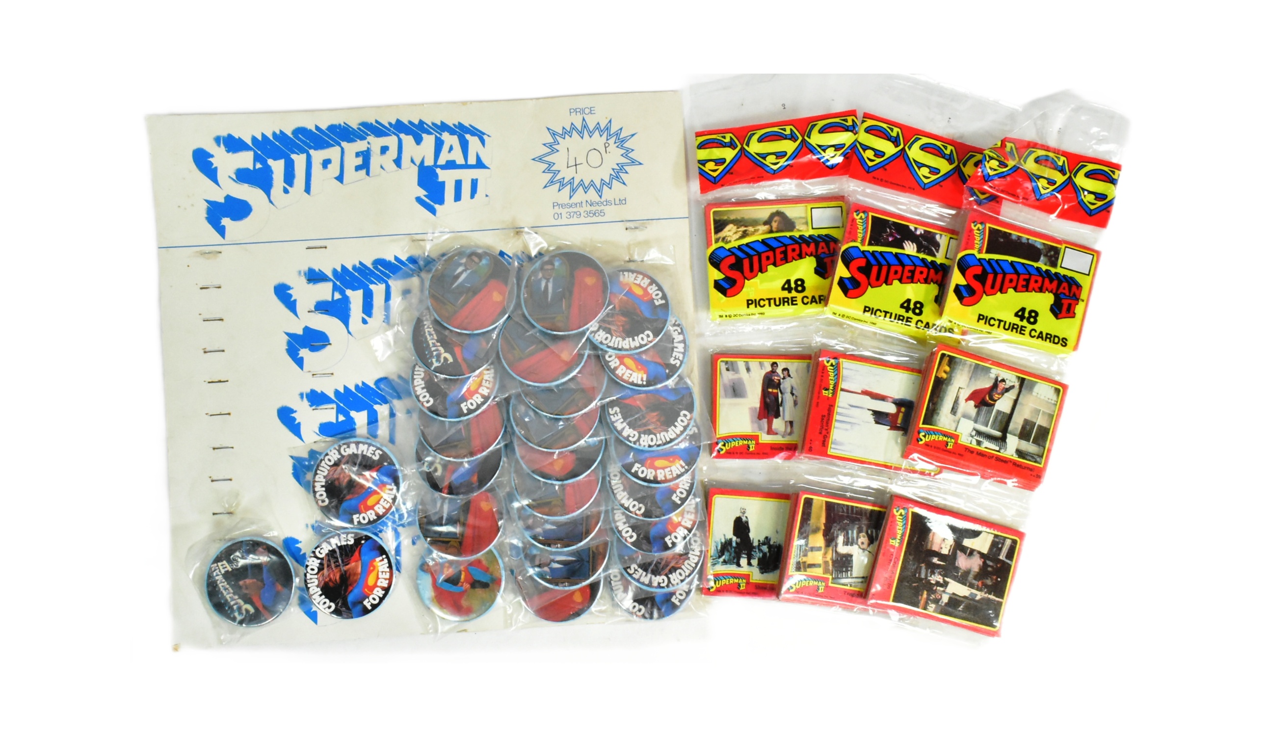SUPERMAN - VINTAGE TOPPS TRADING CARDS & PHOTO BADGES