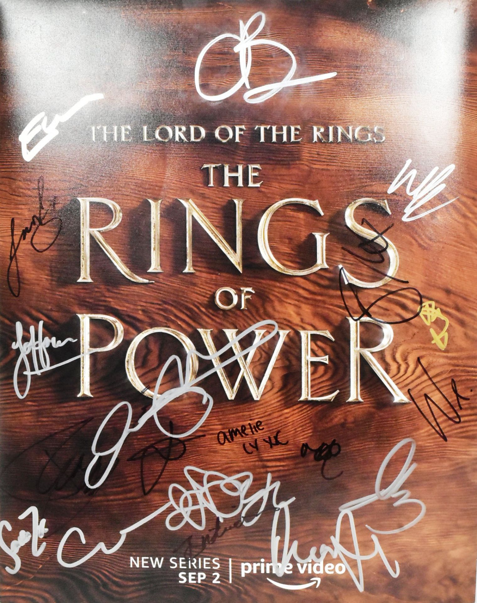 THE RINGS OF POWER - CAST SIGNED 11X14" POSTER - AFTAL