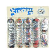 SUPERMAN III (1983) - VINTAGE SHOP DISPLAY HEADER OF PIN BADGES