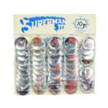 SUPERMAN III (1983) - VINTAGE SHOP DISPLAY HEADER OF PIN BADGES