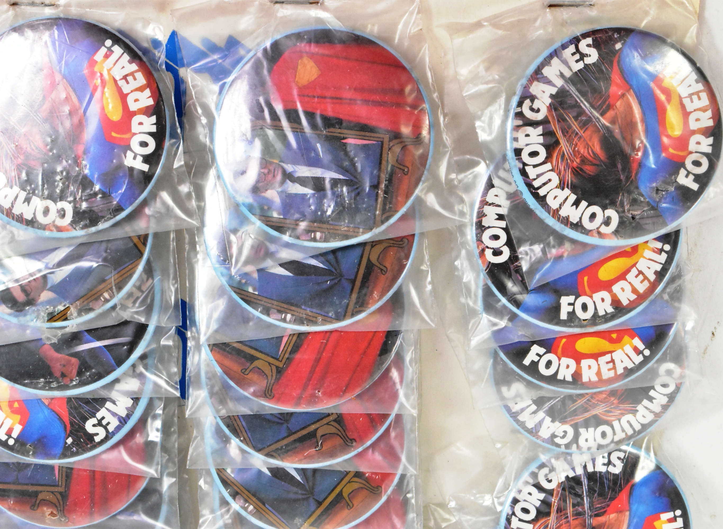 SUPERMAN III (1983) - VINTAGE SHOP DISPLAY HEADER OF PIN BADGES - Image 3 of 3