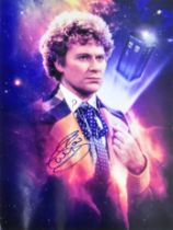 DOCTOR WHO - COLIN BAKER - SIGNED 16X12" COLOUR PHOTO