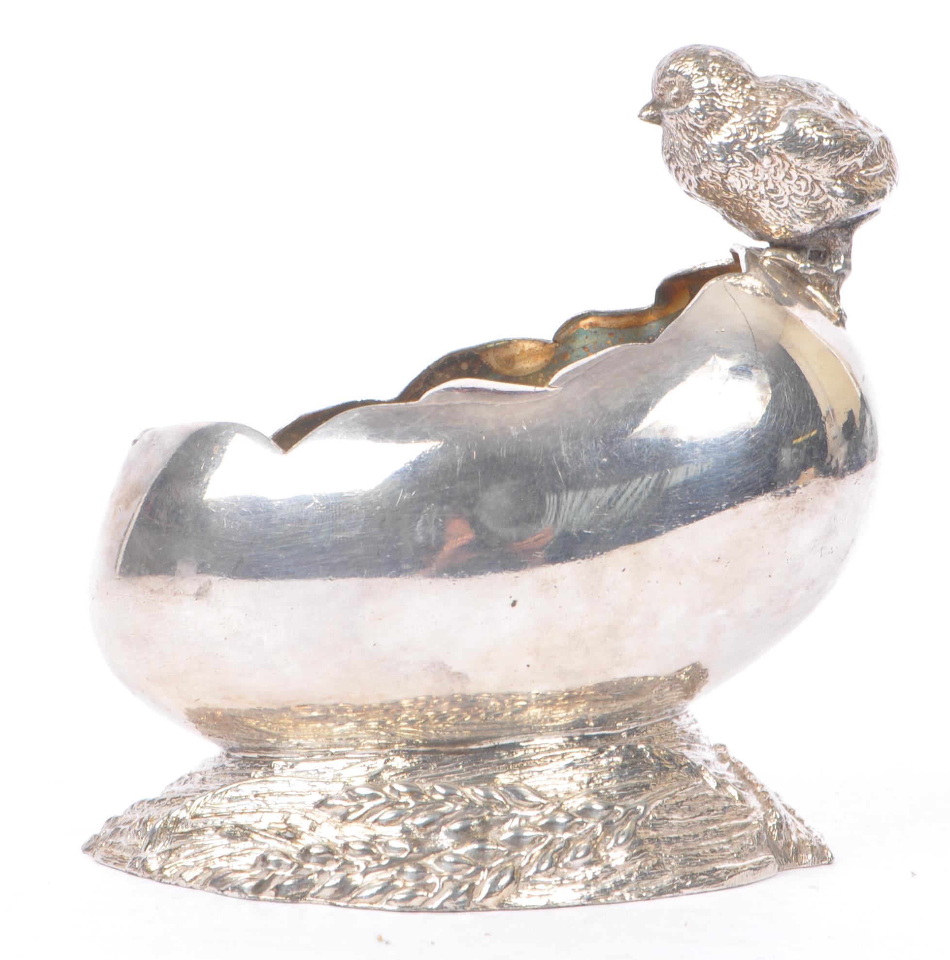 ART DECO SILVER PLATE CHICK AND EGG SALT CELLAR - Image 3 of 7