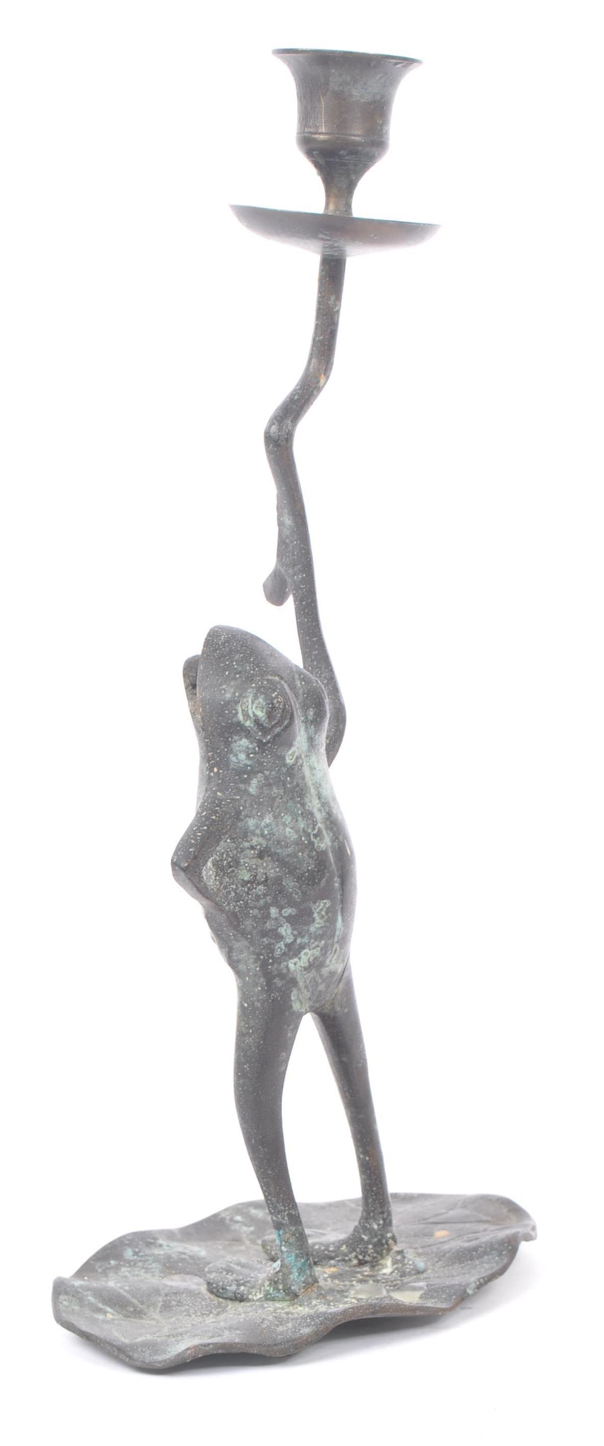 BRONZE HOLLOW FROG CANDLESTICK HOLDER - Image 4 of 7