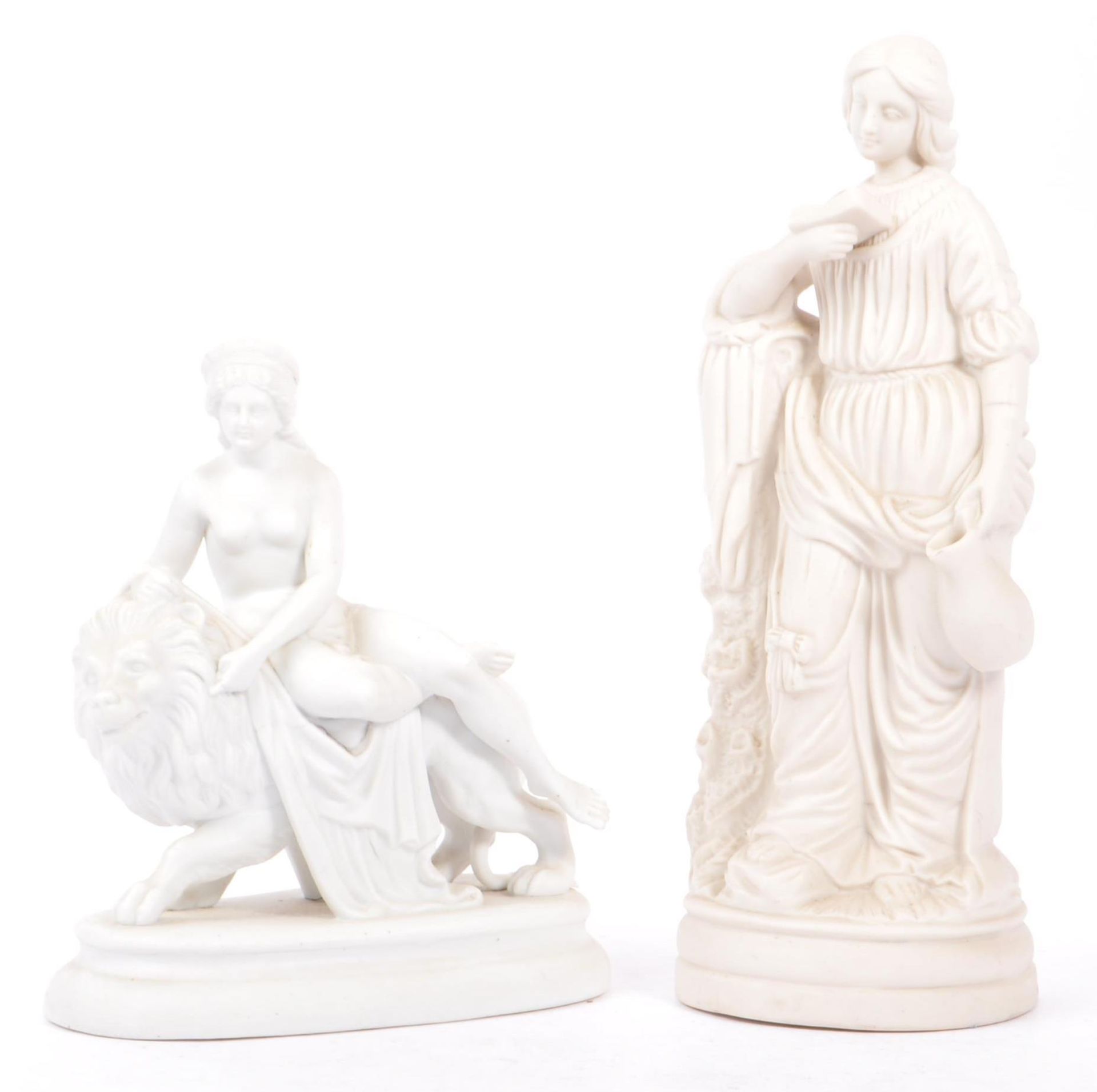 THREE VINTAGE 20TH CENTURY WHITE PORCELAIN STATUES - Image 7 of 11