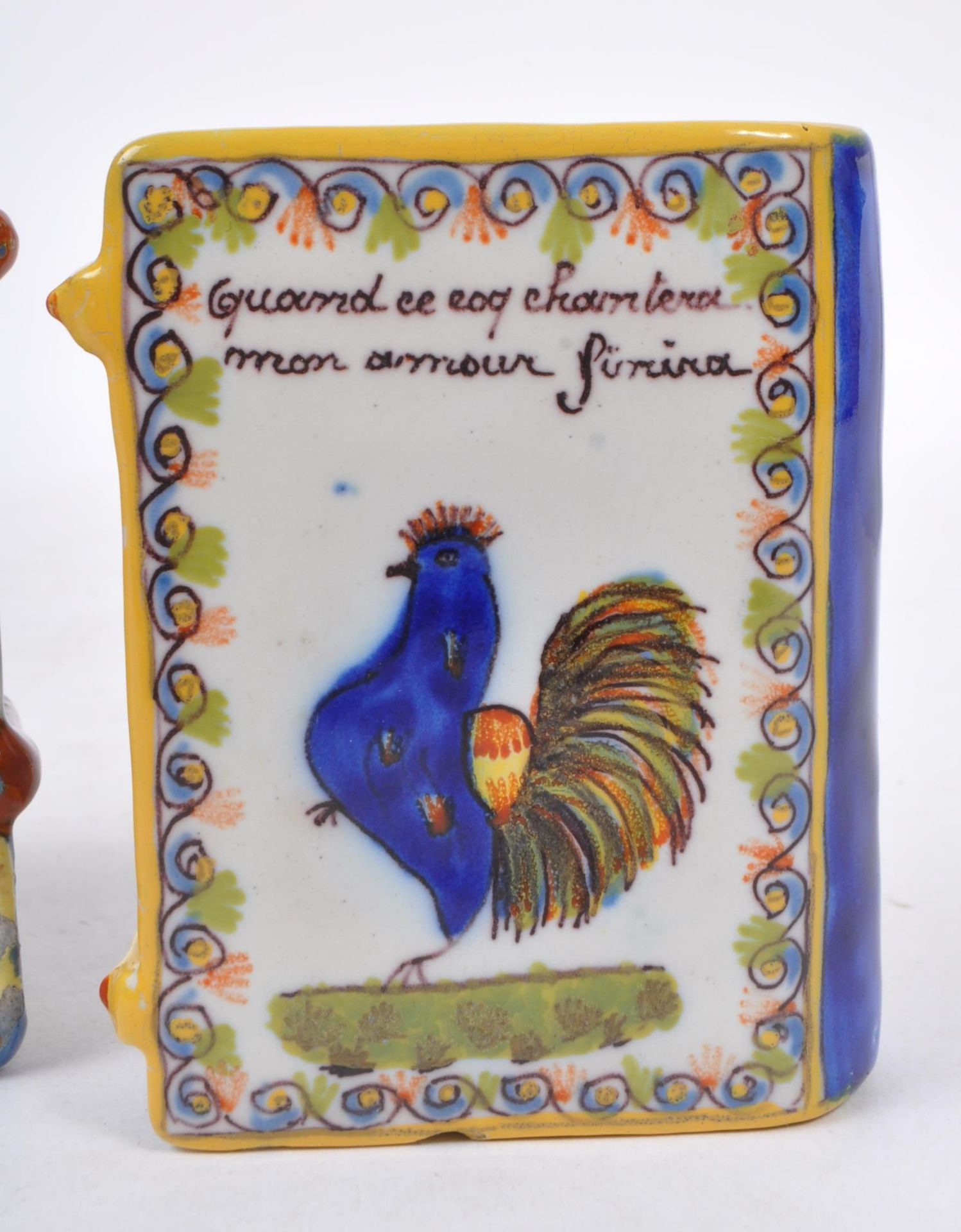THREE CERAMIC HAND PAINTED BOTTLES IN THE FORM OF BOOKS - Image 5 of 6