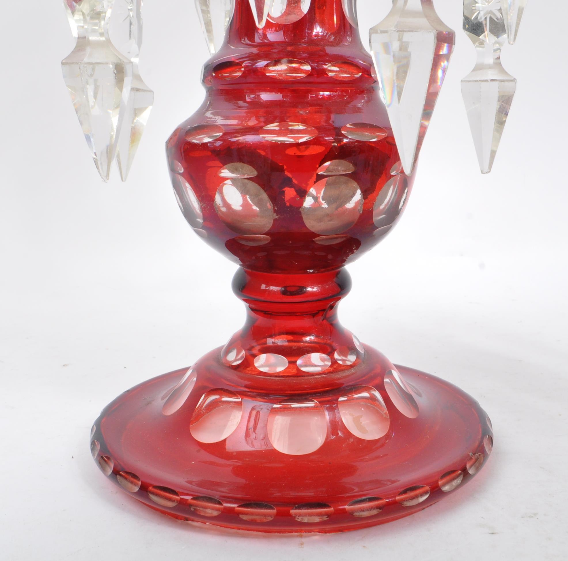 COLLECTION OF FOUR BOHEMIAN CUT GLASS LUSTRE VASES - Image 10 of 10