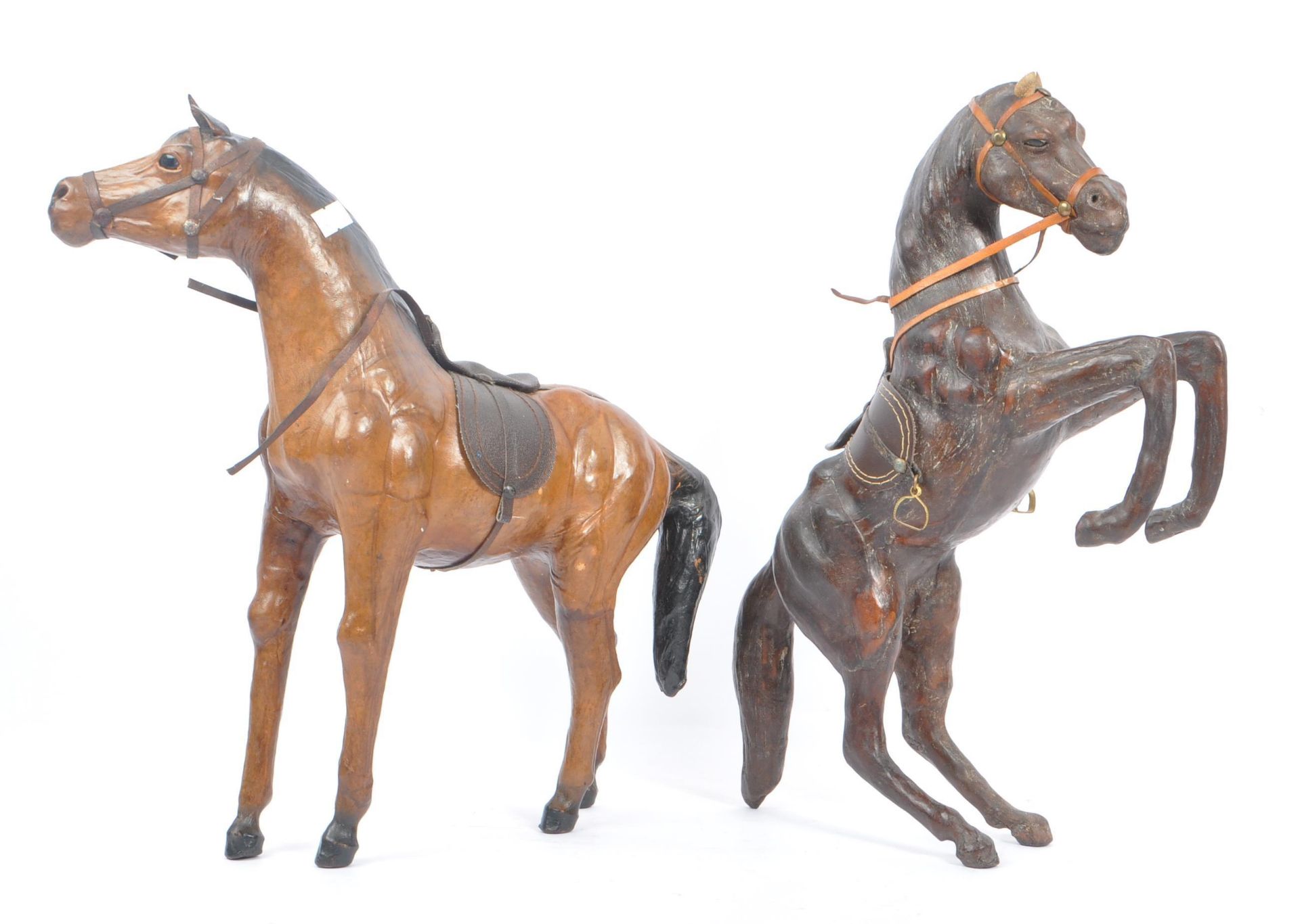 MANNER OF LIBERTY & CO - TWO LARGE LEATHER HORSES - Image 4 of 6