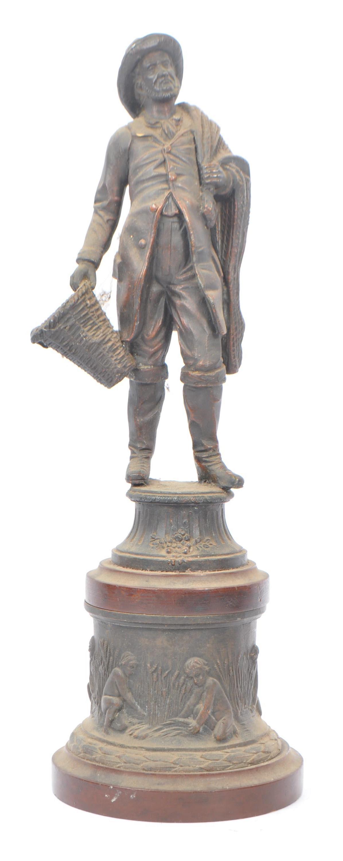 TWO 19TH CENTURY SPELTER FIGURES OF FISHING COUPLE - Image 2 of 7