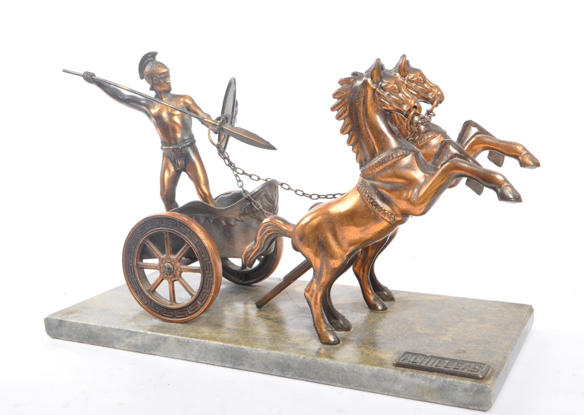 VINTAGE 20TH CENTURY HORSE & CART ACHILLES FIGURE - Bild 2 aus 6