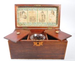 GEORGE III MAHOGANY INLAID TEA CADDY BOX