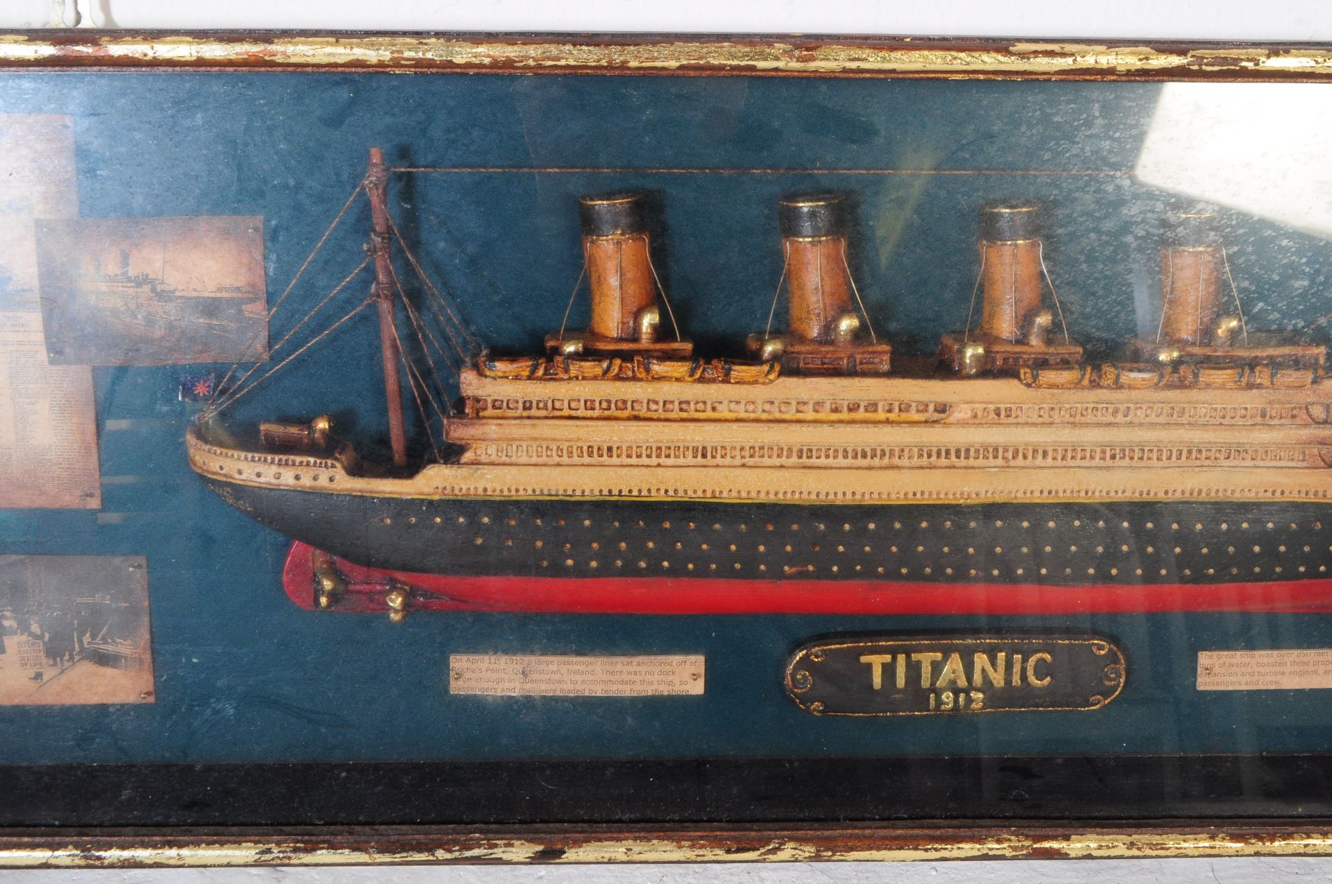 RMS TITANIC - VINTAGE 20TH CENTURY DISPLAY BOX OF TITANIC & INFO - Image 2 of 4
