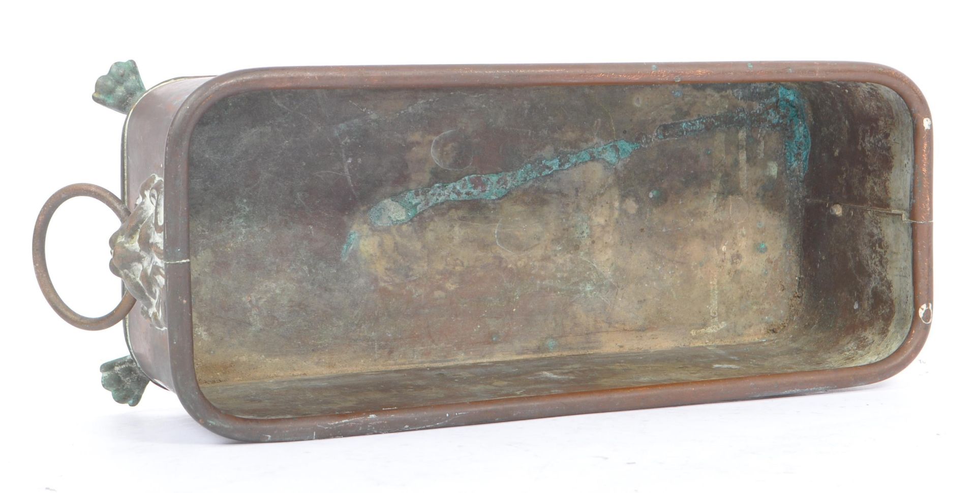 19TH CENTURY COPPER TROUGH / PLANTER WITH LION HEAD HANDLES - Image 6 of 6