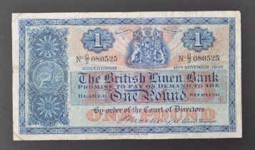 THREE SCOTTISH BRITISH LINEN BANK £1 BANK NOTES