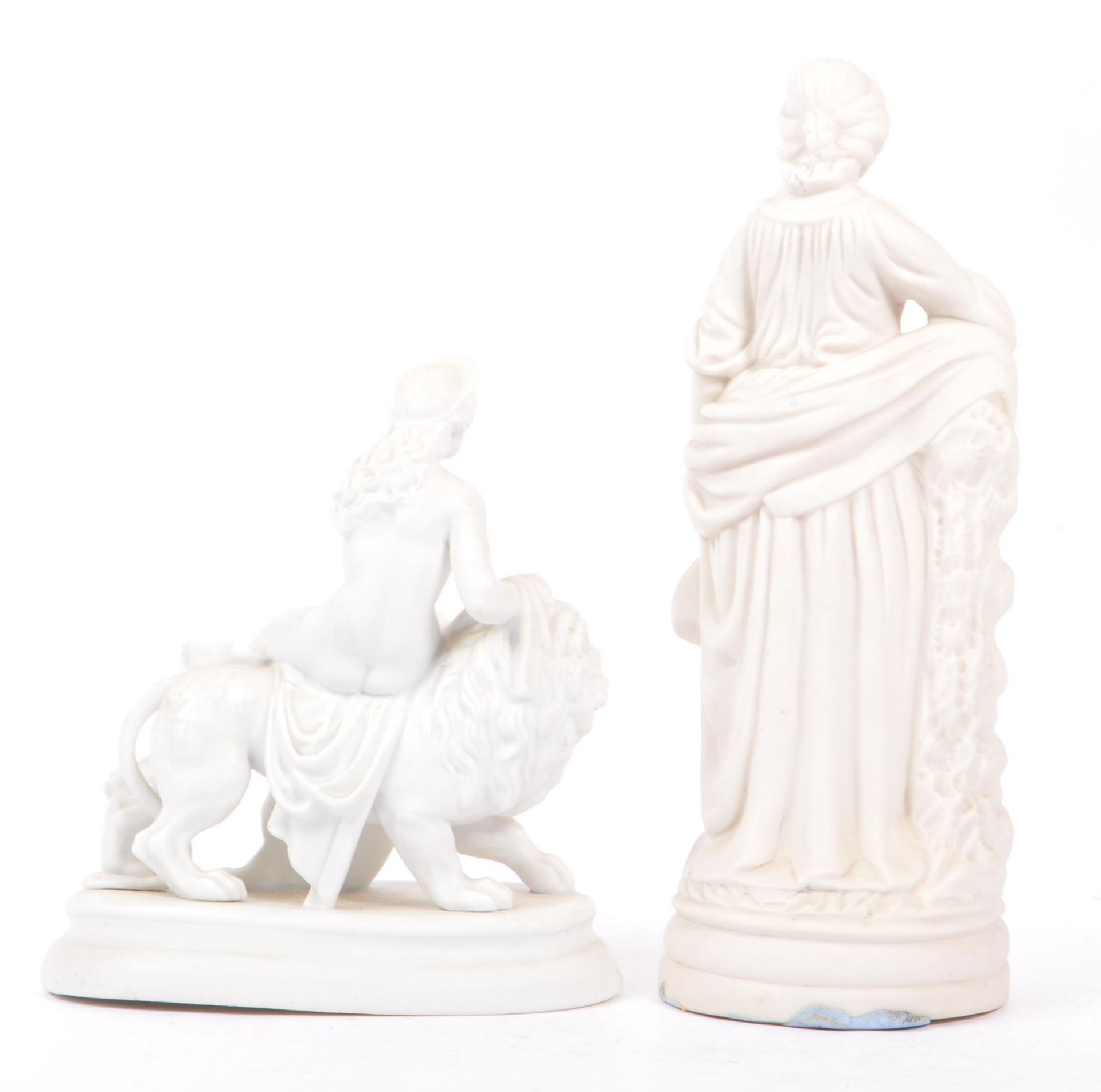 THREE VINTAGE 20TH CENTURY WHITE PORCELAIN STATUES - Image 8 of 11