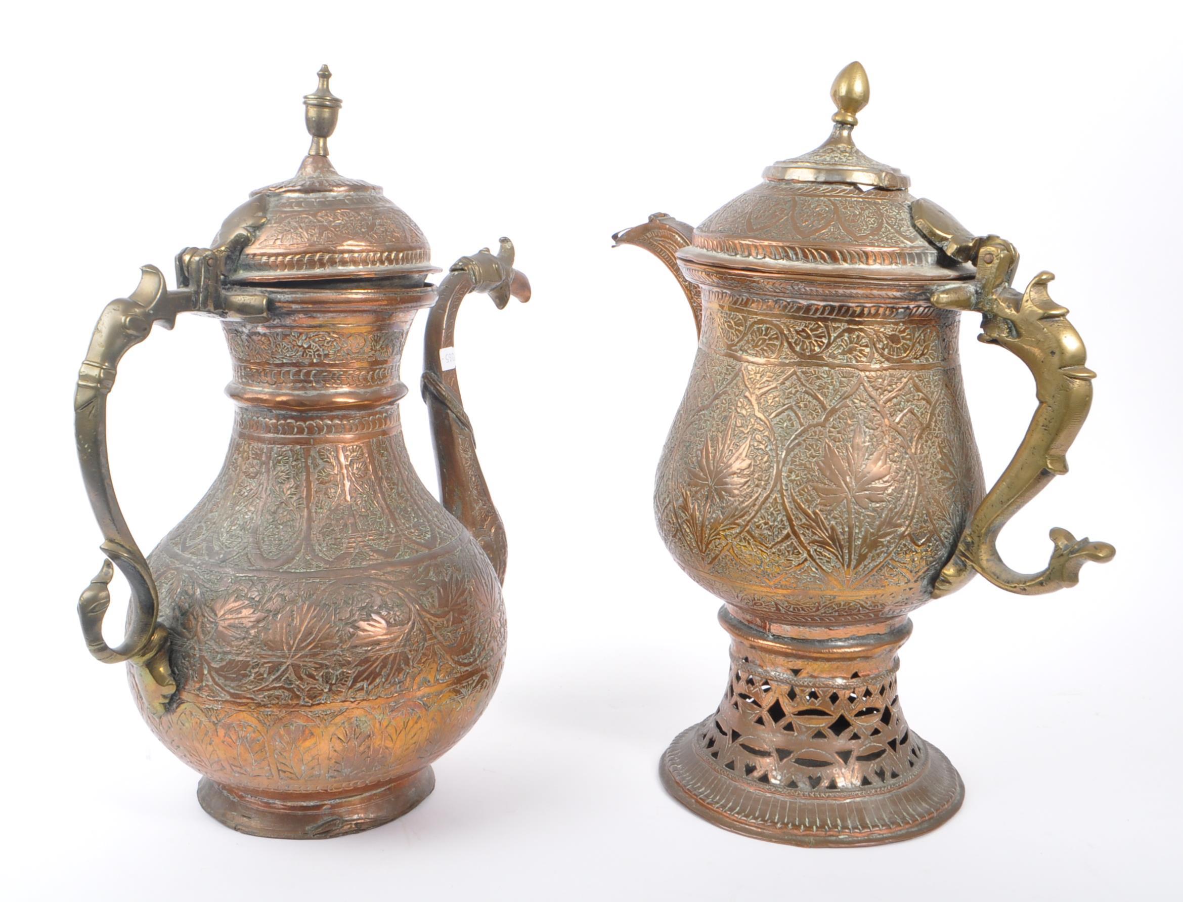TWO EARLY 20TH CENTURY INDIAN / TIBETAN WATER JUGS - Image 3 of 8