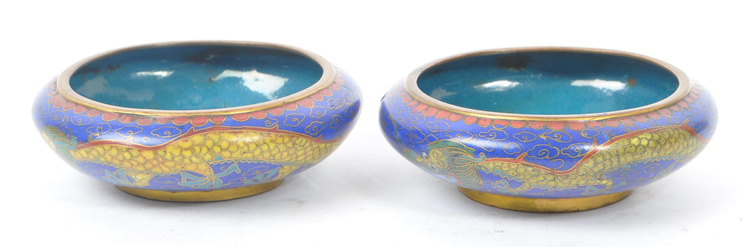 TWO 1920S CHINESE ENAMEL CLOISONNE DISHES